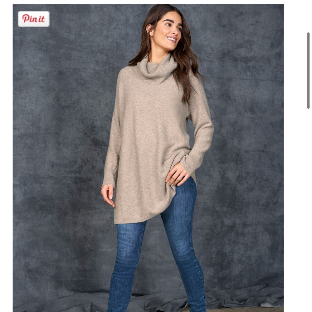 LLBean Women's Respun Cashmere Turtleneck Sweater Oatmeal